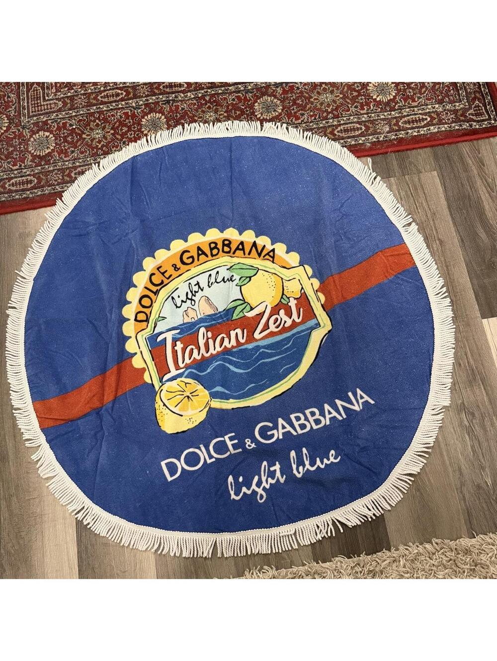 vintage dolce & gabbana light blue Italian zest beach towel